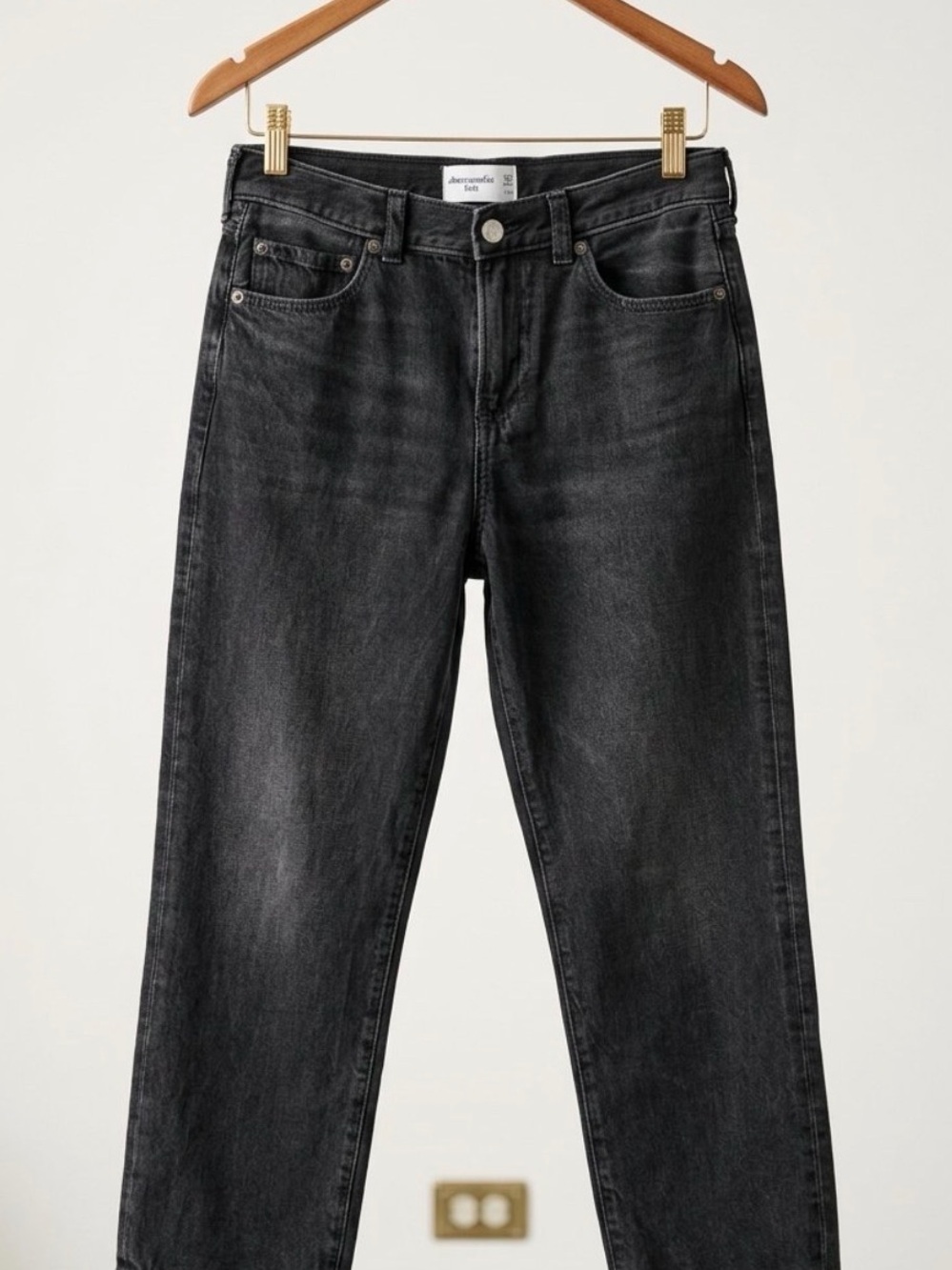 Abercrombie Kids Boy’s Washed Black Baggy Jeans, Size 15/16